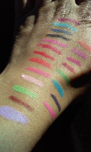 A few sample shades of Nicka K New York Vivid Matte lipsticks. The lipsticks can be purchased at Cherry Hill Beauty Supply for $1.99. -Staff Photo/Sheree Moore
